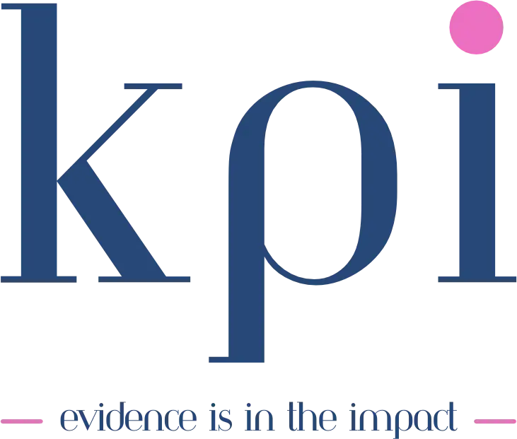 KPI logo with slogan and pink dot.